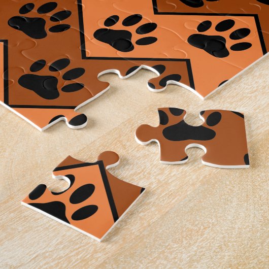 Orange und braun, Zickzack mit Hundebindmuster Puzzle (Seite)