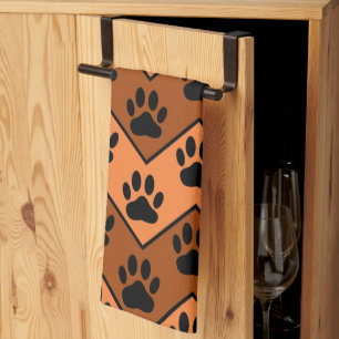 Orange und braun Zickzack mit Hundeschraube Geschirrtuch