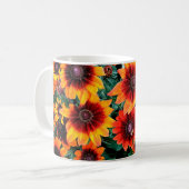 Orange und braune Blume Kaffeetasse (Vorderseite Links)