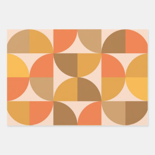 Orange und braune Halbkreise im Mittelalter-Stil  Geschenkpapier Set
