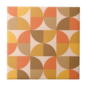 Orange und braune Mid Century Halbkreise  Fliese