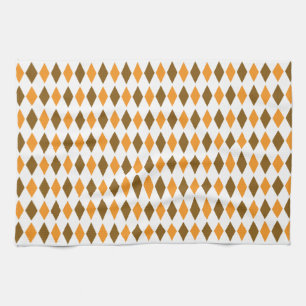Orange- und Braune Retro-Diamantmuster-Design Geschirrtuch
