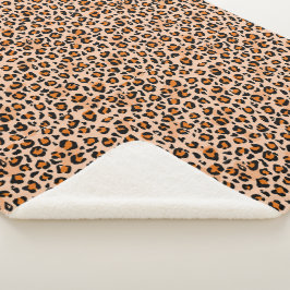 Orange- und Brauner Leopardenprint Sherpadecke