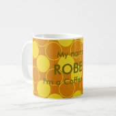 Orange und Brown-Kreis-Kaffee-Süchtiger Kaffeetasse (Vorderseite Links)