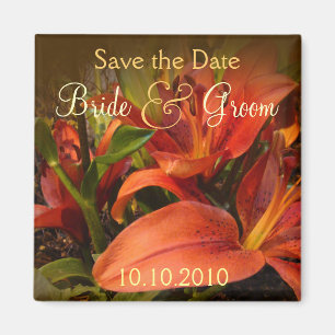 Orange und Brown-Lilie Save the Date Magnet