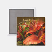 Orange und Brown Lily Rett-the-Date Magnet (Vorderseite/Rückseite)