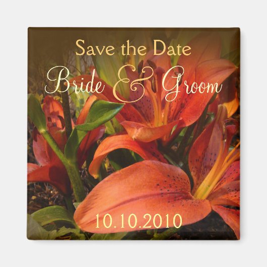 Orange und Brown Lily Rett-the-Date Magnet (Vorne)