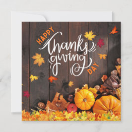 Orange und Brown Rustic Happy Thanksgiving Feiertagskarte