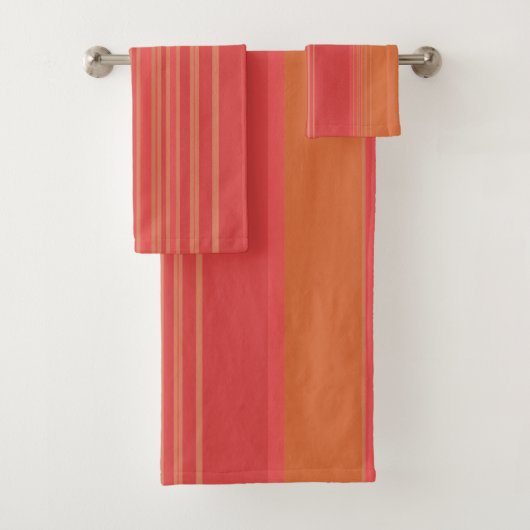 Orange und Carmine Streifen Badhandtuch Set (Insitu)
