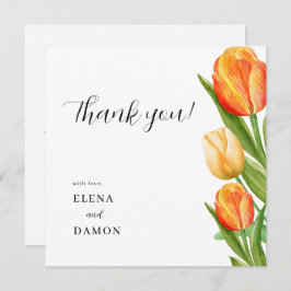 Orange und Cream Tulip Wedding Dankeskarte