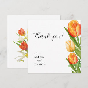 Orange und Cream Tulip Wedding Dankeskarte