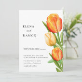 Orange und Cream Tulip Wedding Einladung (Stehend Vorderseite)