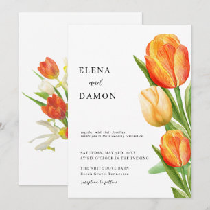 Orange und Cream Tulip Wedding Einladung