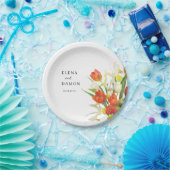 Orange und Cream Tulip Wedding Pappteller (Party)