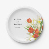 Orange und Cream Tulip Wedding Pappteller (Vorderseite)