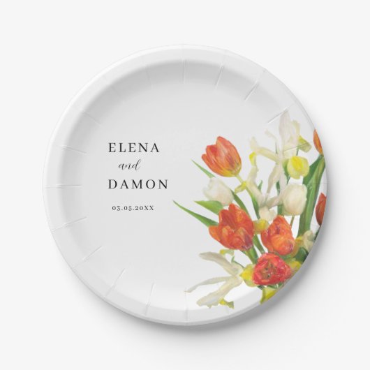 Orange und Cream Tulip Wedding Pappteller (Vorderseite)