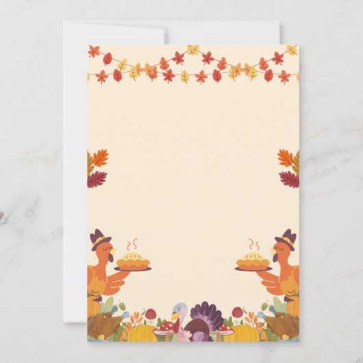 Orange und Creme Minimalistisch Erntedank Abendess Einladung (Rückseite)