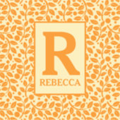 Orange und cremefarbenes Leaf Pattern Luguage Aufkleber (Vorderseite)