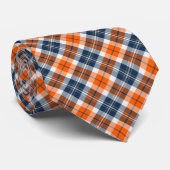 Orange und dunkelblaues sportliches kariertes krawatte (Gerollt)