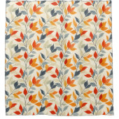 Orange und Dusty Blue Blätter Duschvorhang (Vorderseite)