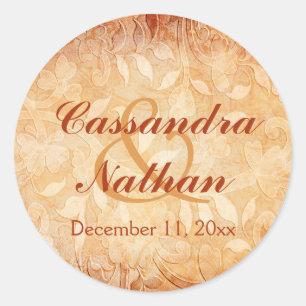 Orange und Elfenbeinblumen Umschlag Aufkleber