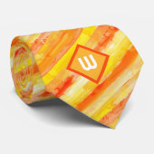Orange und Gelb Aquarell-Gestreift Krawatte (Gerollt)