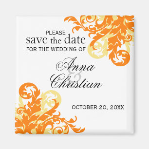 Orange und Gelb Blühend Herbst Save the Date Magnet