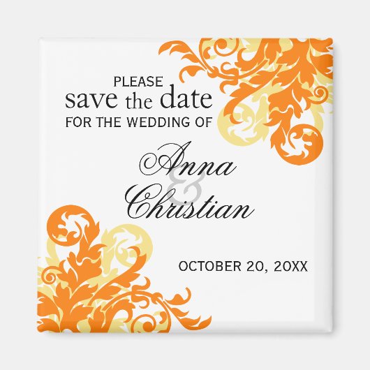 Orange und Gelb Blühend Herbst Save the Date Magnet (Vorne)