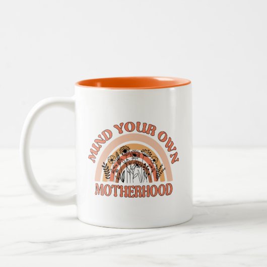 Orange und Gelb Geist Ihre eigene Mutterschaft Zweifarbige Tasse (Links)