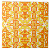 Orange und Gelb Geometrisches Muster Fliese (Vorderseite)