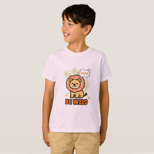Orange und gelb illustrierter Löwe T-Shirt