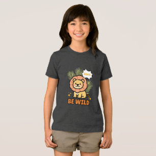 Orange und gelb illustrierter Löwe Tri-Blend Shirt