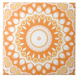 Orange und Gelb Mandala Kaleidoskop Medallion Fliese