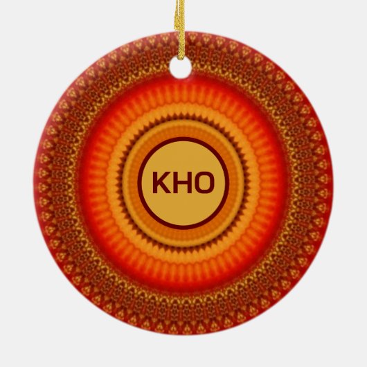 Orange und Gelb Mandala Keramik Ornament (Hinten)