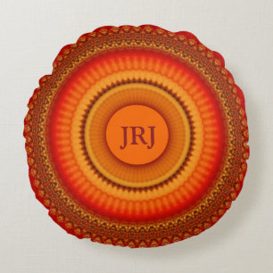 Orange und Gelb Mandala Rundes Kissen
