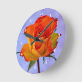 Orange und Gelb Rose Akryllische Wanduhr (Winkel)