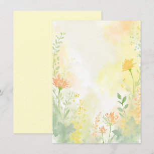 Orange und gelbe Aquarell-Blumenhochzeit Einladung