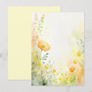 Orange und gelbe Aquarell-Blumenhochzeit Einladung