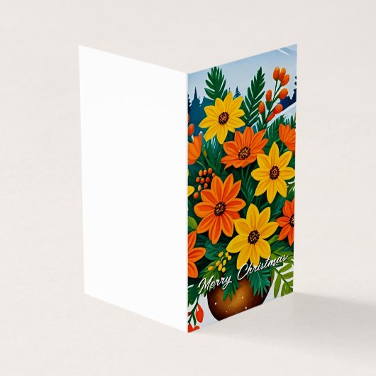 Orange und gelbe Blume Weihnachtskarte (Vorderseite)