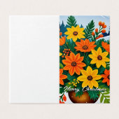 Orange und gelbe Blume Weihnachtskarte (Außenseite Aufgefaltet)