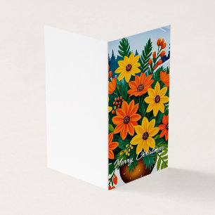 Orange und gelbe Blume Weihnachtskarte