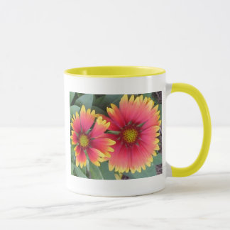 Orange und gelbe Blumen Tasse