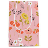 Orange und Gelbe Doodle-Blume Mittlere Geschenktüte (Vorderseite)