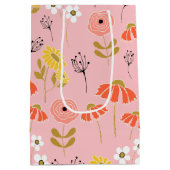 Orange und Gelbe Doodle-Blume Mittlere Geschenktüte (Rückseite)