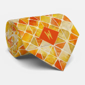 Orange und gelbe geometrische Monogramme Krawatte (Gerollt)
