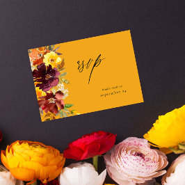 Orange und Gelbe goldene Blüte mit Meeres-RSVP-Kar RSVP Karte