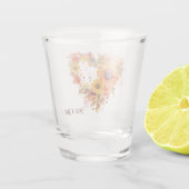 Orange- und gelbe Herbst-Botanik-Herz  Schnapsglas (Rückseite)