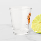 Orange- und gelbe Herbst-Botanik-Herz  Schnapsglas (Links)