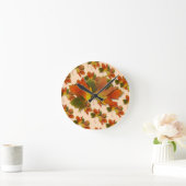 Orange und gelbe Herbstblätter Runde Wanduhr (Zuhause)
