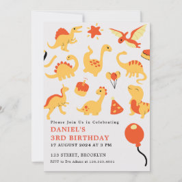 Orange und Gelbe Illustration Kindergeburtstag Par Einladung